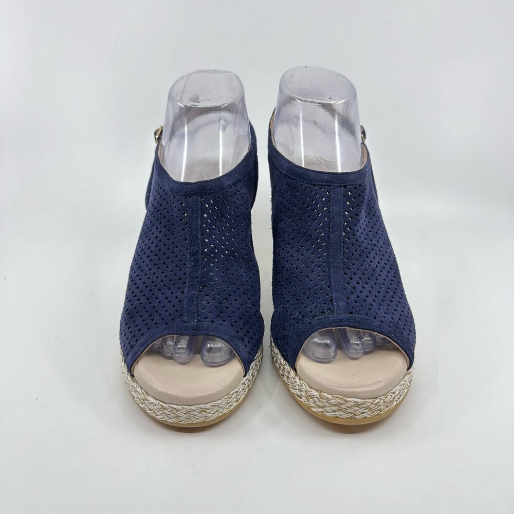 Amalfi Espadrille Sandal Platform Wedge Womens US 8.5M Navy/Beige Pillow Feet